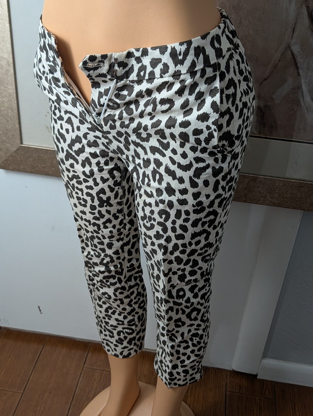 J.Crew Martie Slim Crop Pant in Leopard Stretch Cotton Size 0p